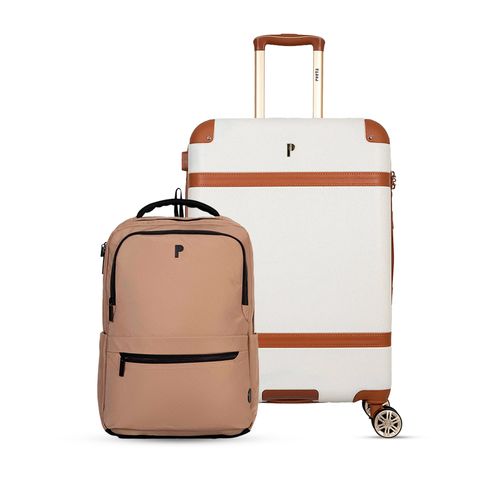 MALETA COSENZA 28" BLANCO  + MOCHILA BUSAN KHAKI