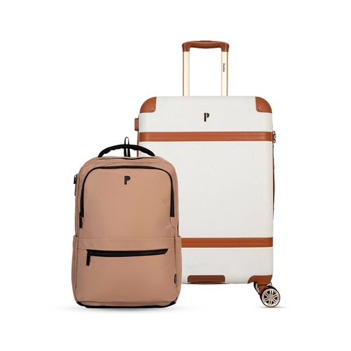 MALETA COSENZA 24" BLANCO  + MOCHILA BUSAN KHAKI