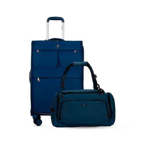 MALETA TELA JULLIET 24" AZUL + MALETIN VIAJERO TABOGA AZUL OSCURO