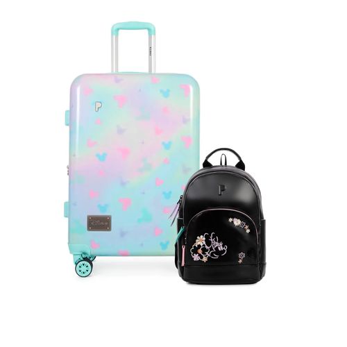 MALETA DUSTER 28" MICKEY SOFT PASTELS + MOCHILA DAYANNA MINNIE FLOWERS