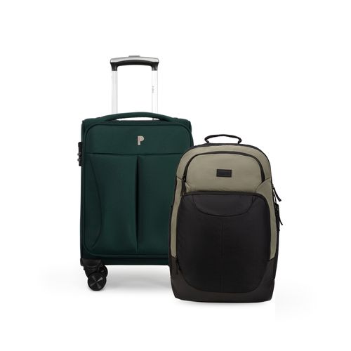 MALETA TELA LUANDA 18" VERDE + MOCHILA SOLARI VERDE/NEGRO