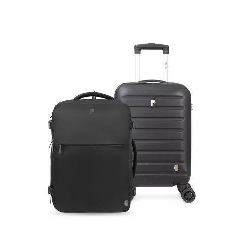 MALETA MALDIVAS 18" NEGRO + MOCHILA VIAJERA NAGEL NEGRO